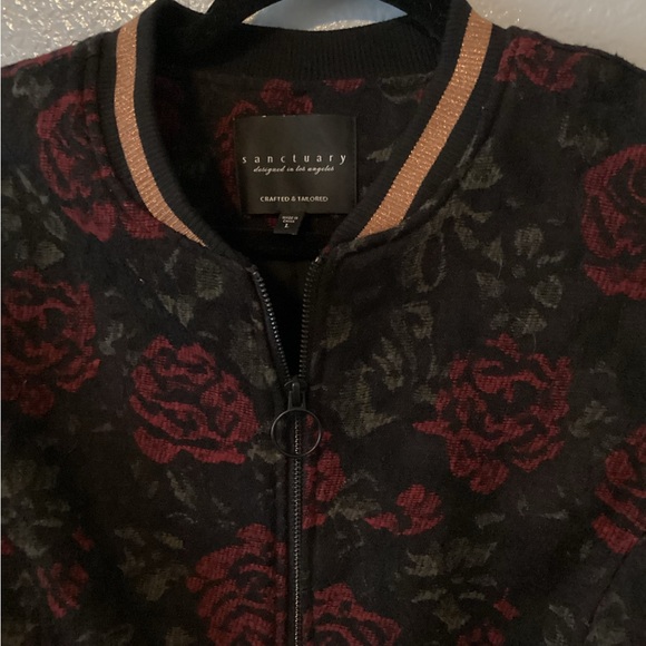Sanctuary Black and Red Floral Bomber Jacket - Picture 2 of 7